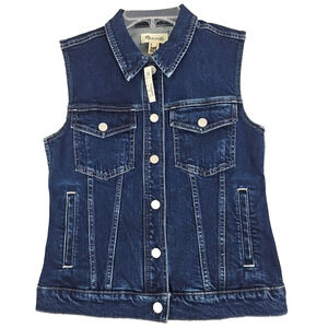 MADEWELL ~Woman Size S~ Blue Denim Vest Button-Up, Pockets NWT.